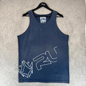 Rusty Vintage Men's‎ Faded Black Cotton Tank Top Large FLAW